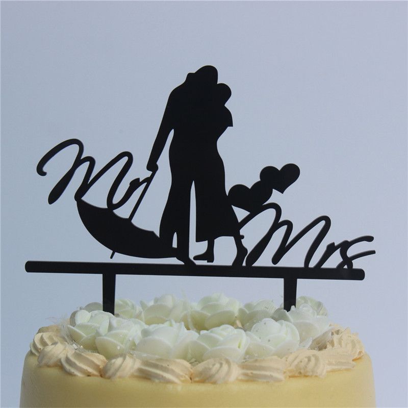 2019 Romantic Wedding Anniversary Cake Toppers Kiss Mr Mrs