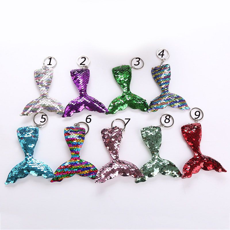 Sequins Mermaid Keychains Reflective Sequin Fish Tail Keyring Key Chain