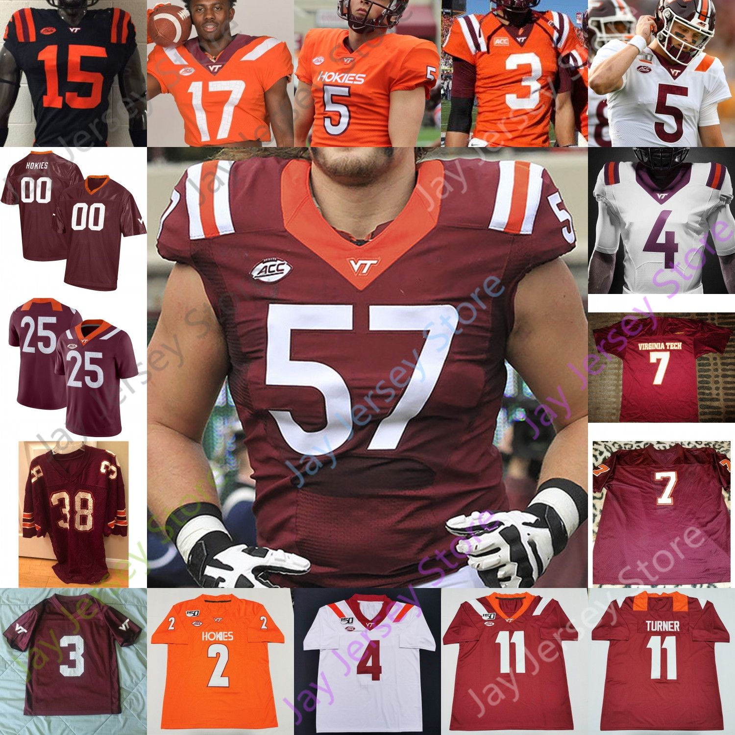 Virginia tech football jersey custom Clearance