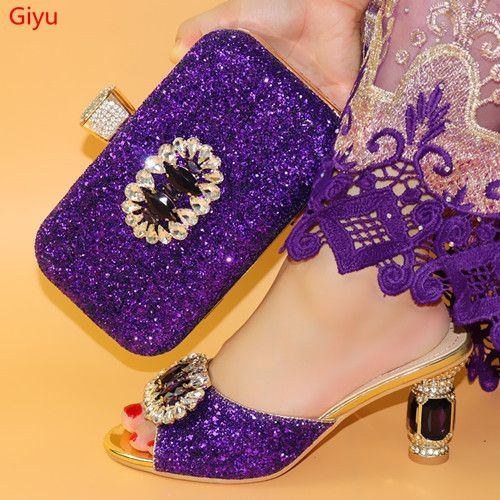 ladies purple shoes and matching bag