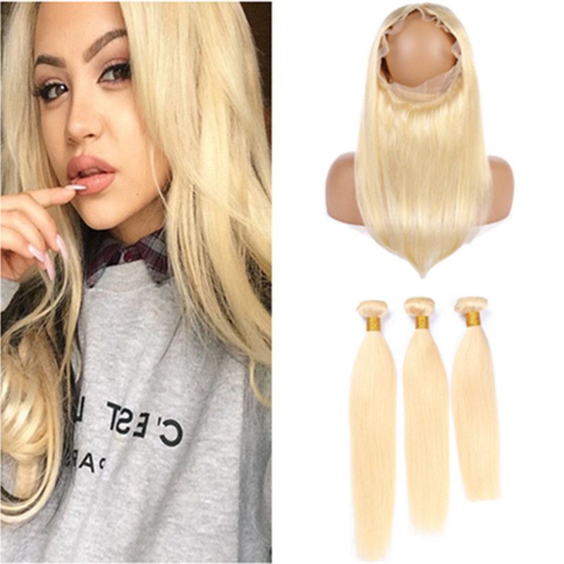 2019 613 Blonde Brazilian Virgin Human Hair Extensions With 360
