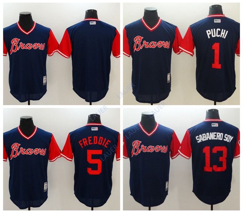 Uniforme de Béisbol Atlanta Braves Número 13 para Hombre-Negro Uniforme de Béisbol Atlanta Braves Número 13 para Hombre-Negro