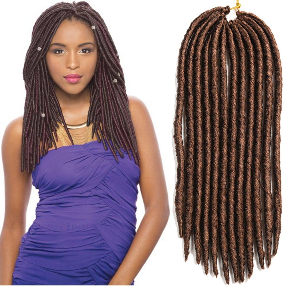2019 18inch 24roots Soft Dreadlocks Crochet Braids Kanekalon Jumbo Dread Hairstyle Ombre Synthetic Faux Locs Braiding Hair Extensions From