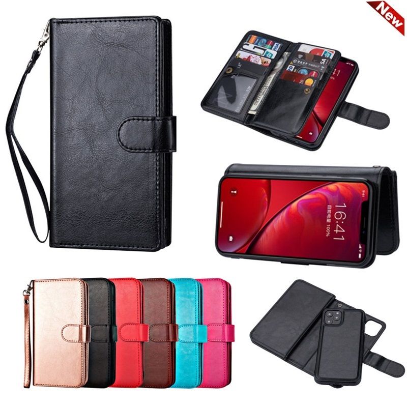 Personalized leather card holder case for iPhone 6 7 8 Plus SE 2020 X XR XS Max 11 12 Pro Max wallet back case Samsung S9 S10 S20 plus cover
