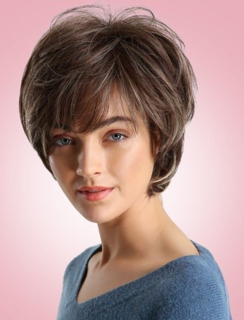 Celebrity Wig Lace Front Wigs Pixie Short Cut Brown Color 10a