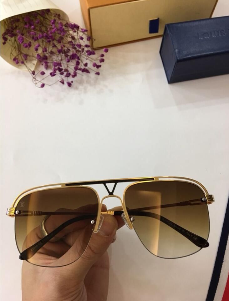 With Box MILLIONAIRE Sunglasses Full Frame Vintage Designer Sunglasses For Men Shiny Gold Logo ...