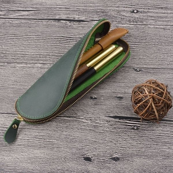 vintage leather pencil case