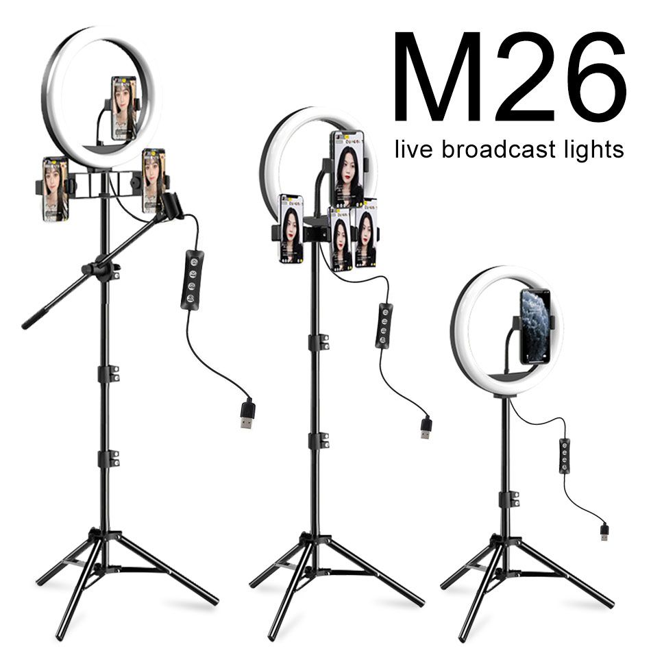 Hexiaoyi Mobile Phone Live Broadcast Fill Light Anchor Beauty LED Ring Light Photography Light Color, Size : 26cm 