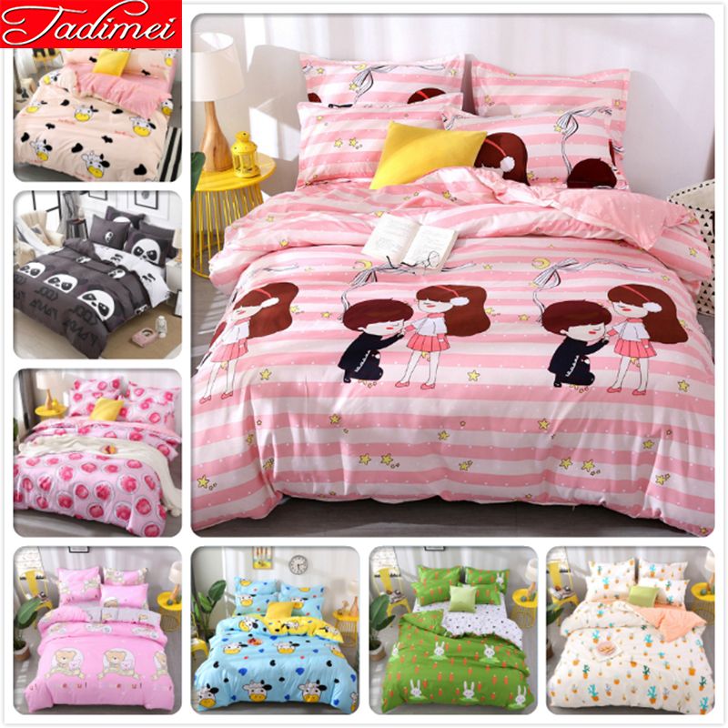 Pink Duvet Cover 3 Bedding Set Lover Couple Girl Soft Cotton Bed