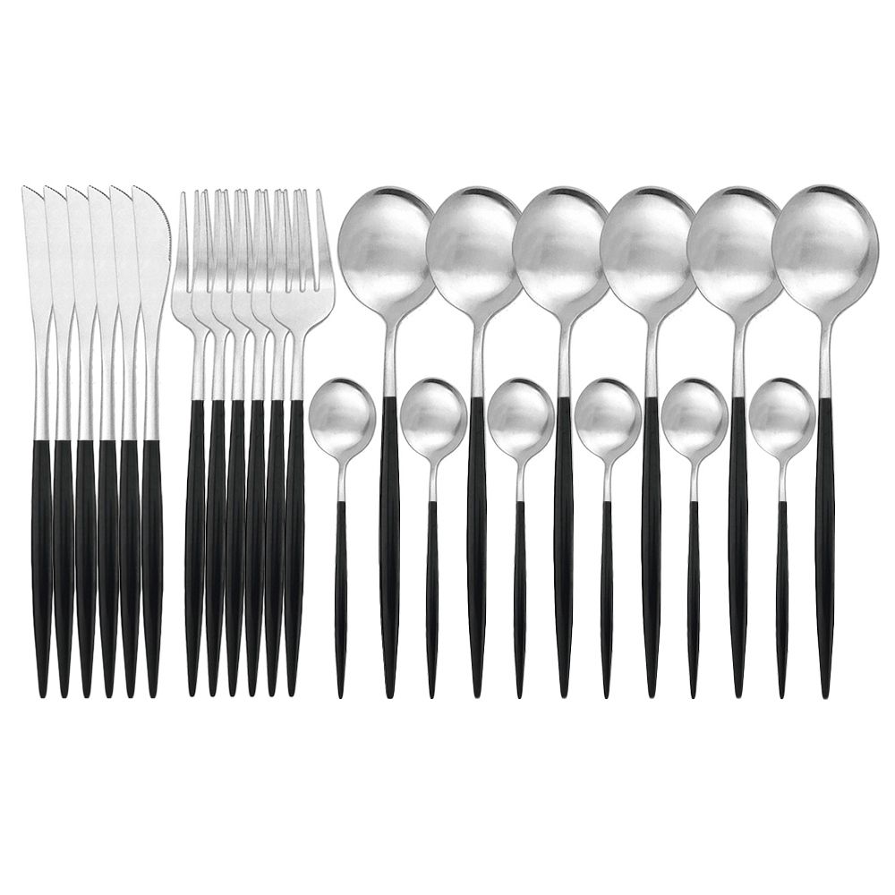 24pcs svart silver