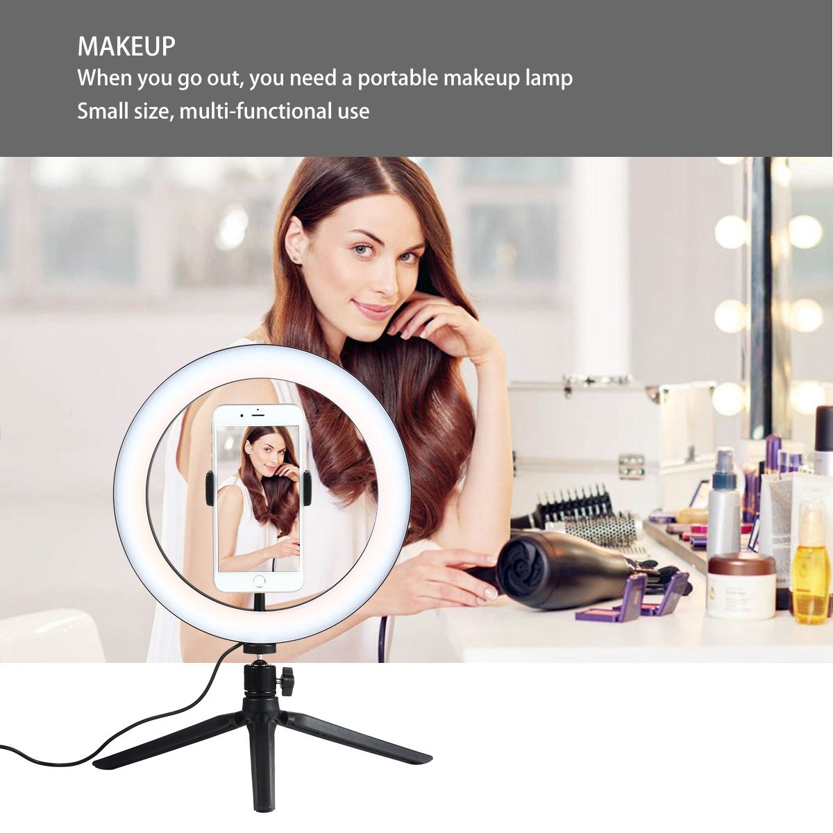 10/" Selfie Desktop LED Ring Light with stand phone holder for vedio Makeup UK