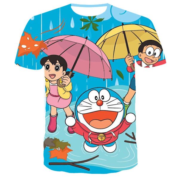 2020 Hot Summer T shirt Doraemon cartoon T-shirt men and women summer  short-sleeved cute anime free shipping