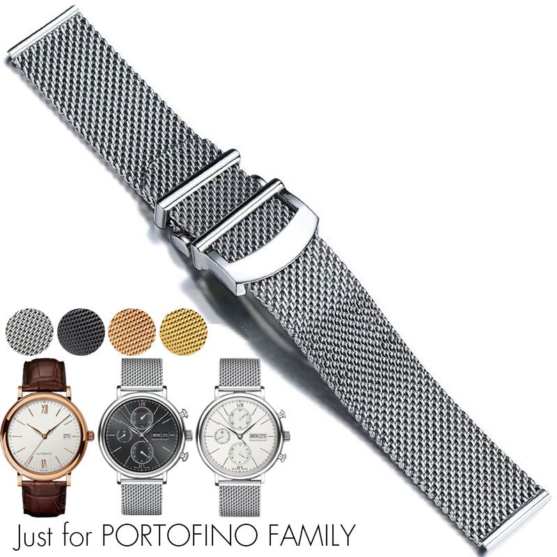 Acquistare Bracciale In Metallo Cinturino Argentato Acciaio Inossidabile  Mesh Milano IWC Portofino Famiglia Portogallo 7 Giorni Maschio 20MM 22MM  Chiusura Di Distribuzione Economico | Consegna Veloce E Qualità | It.Dhgate