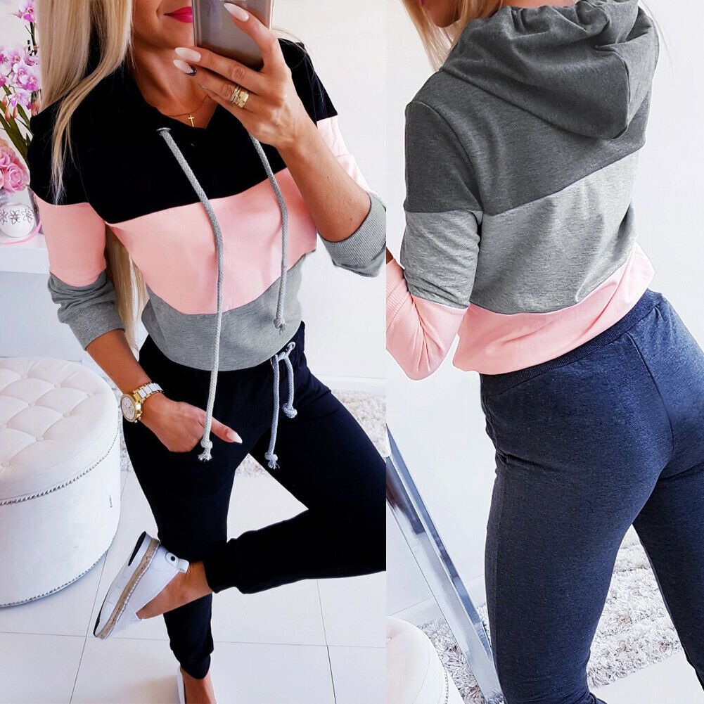 Compra Nuevo Estilo De Las Mujeres Con Capucha Deportiva Con Capucha De  Patchwork Sopleza De Manga Larga es Con Capucha Con Sombrero Otoño Regalo  Casual Moda Caliente 2019 Barato | Entrega Rápida