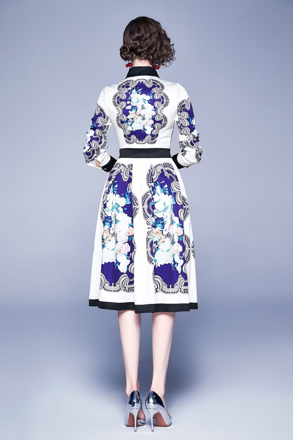 2020 Spring Summer Fall Runway Luxury Floral Vintage Print Collar Long Sleeve Button Front Women Ladies Casual Party A Line Midi Beach Dress From Tengda889 25 17 Dhgate Com