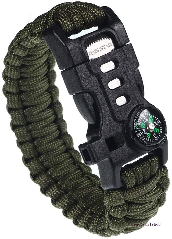 paracord bracelet with compass and whistle