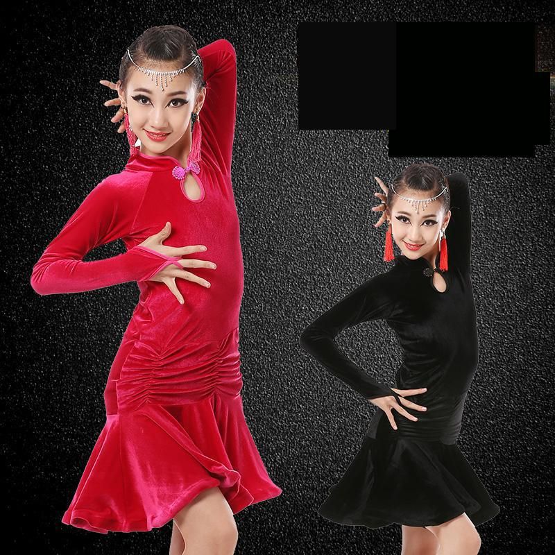 Latin Cha Cha Salsa Ballroom Dance Long Training Skirt Rumba Samba Dress