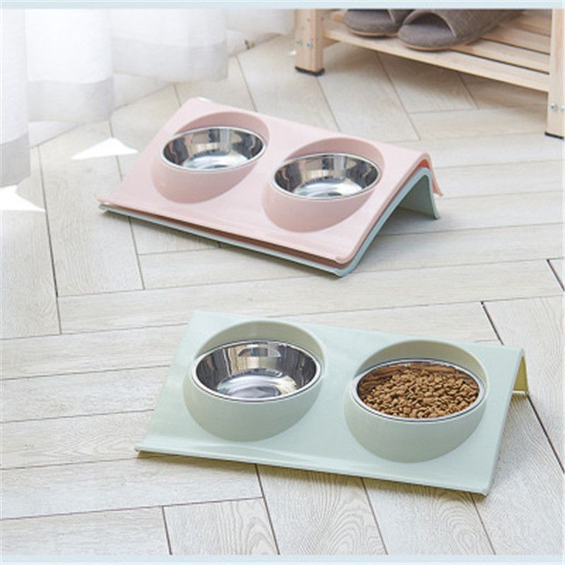 2019 Dual Use Pet Bowl Food Grade Plastic Stainless Steel Anti