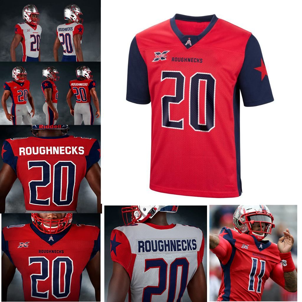 Best 2020 Roughnecks Jerseys DeMarquis Gates Jersey Edmond Robinson Phillip Walker Connor Cook