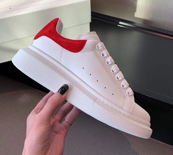 2020 Mens Womens Fashion White Leather Black Back Platform Shoes