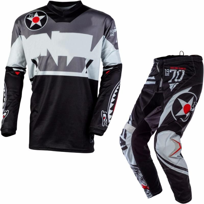 Oneal Element Warhawk Red/White/Blue Motocross Dirt Bike Offroad MX Jersey Pants Combo Package Riding Gear Set Jersey, Size: Jersey Adult XL / Pants