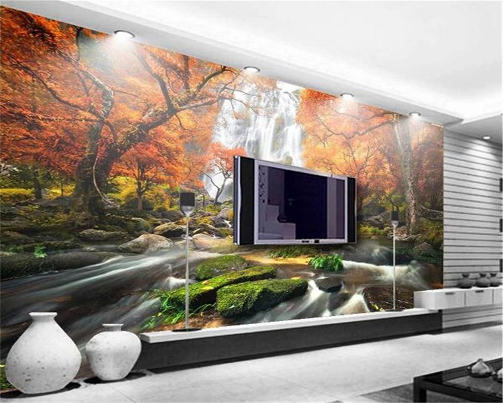 Waterfall Custom Photo 3d Wallpaper Beautiful Autumn Large Landscape Living  Room Bedroom TV Background Wall Wallpaper