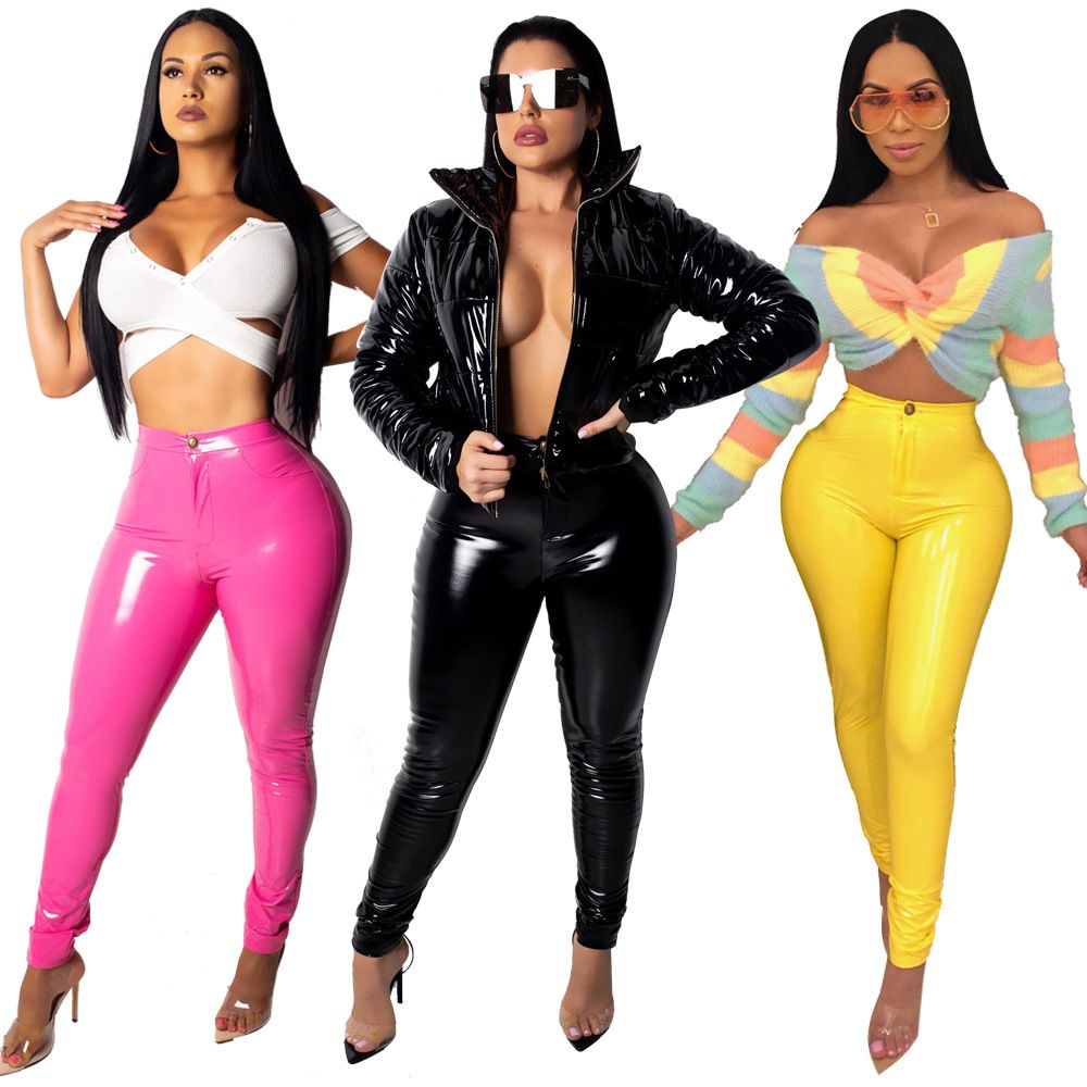Novelty Ankle Length Women PVC Pants 