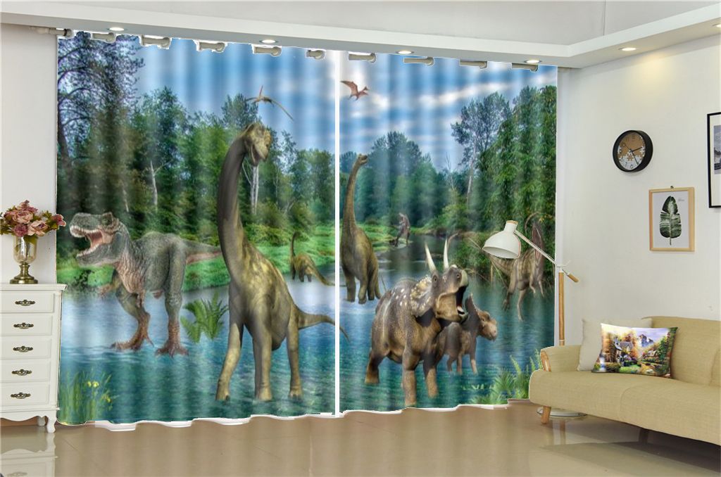 3D Dinosaurs 34 Blockout Photo Curtain Printing Curtains Drapes Fabric Window AU 