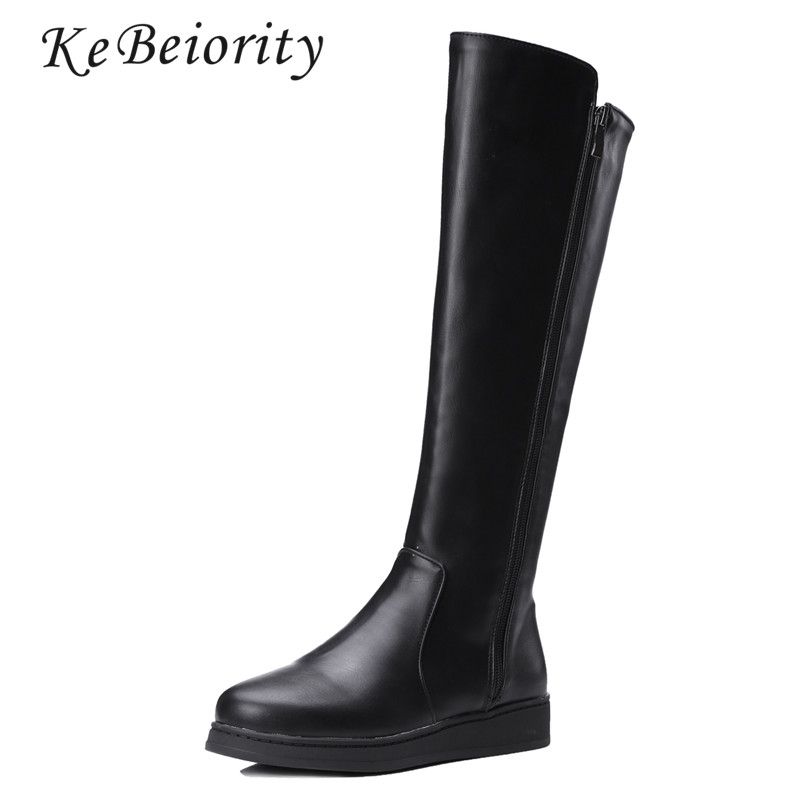 tall flat black boots womens