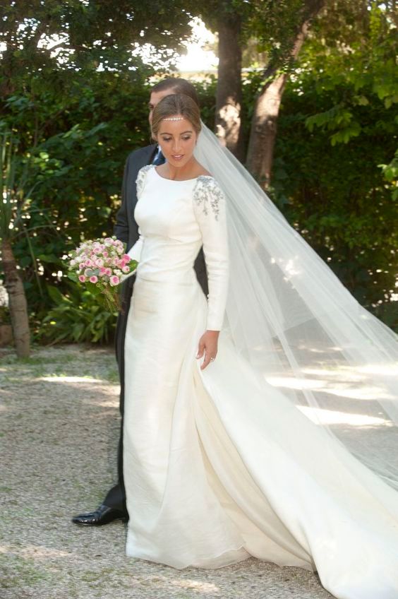 Taffeta Mermaid Modest Wedding Dresses 