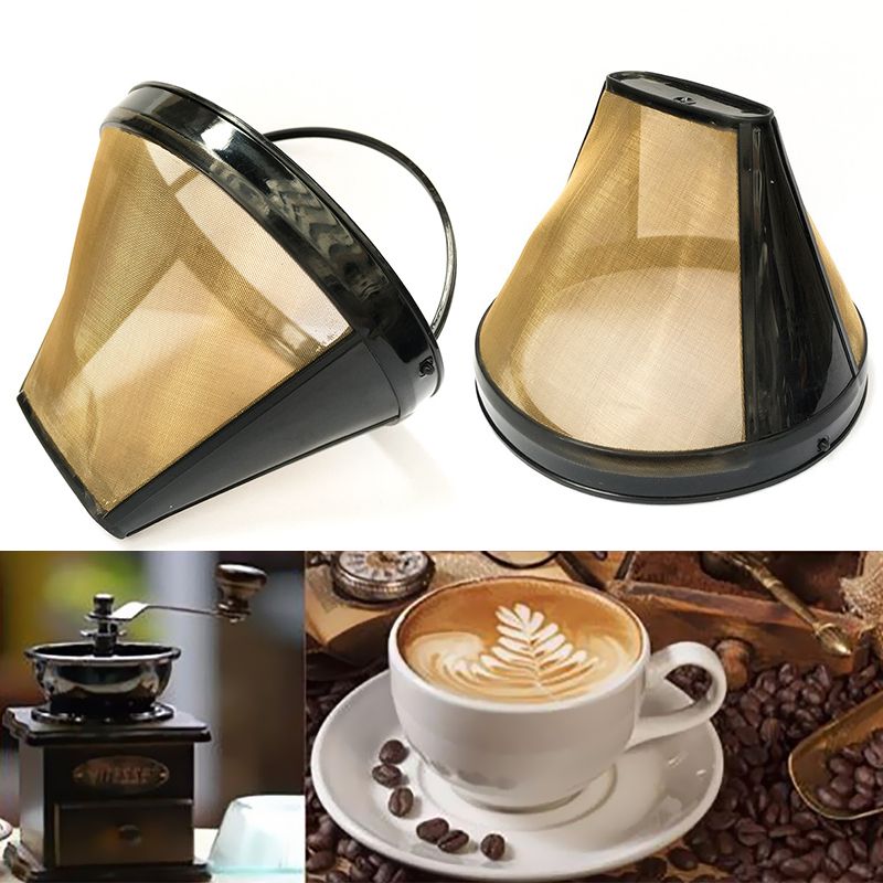 Compra Herramientas De Té Reemplazo De Filtro De Café Reutilizable Copa De  Cesta Recargable 10 12 Tazas Cafetes Permanentes Máquina Filtros Filtros De  Malla De Oro Con Mango Cafe Barato | Entrega