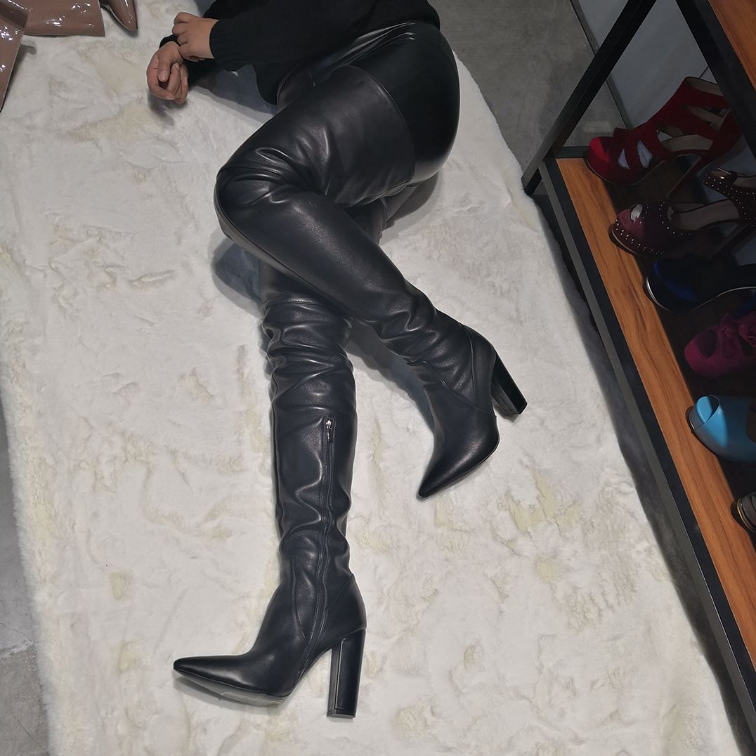 Kolnoo 2019 New Arrival Womens Chunky Heel Thigh High Boots