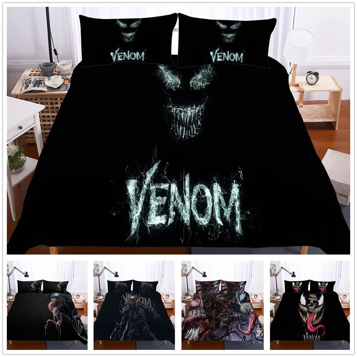 Movie 3d Venom Bedding Set Duvet Cover Pillowcase Quilt Doona