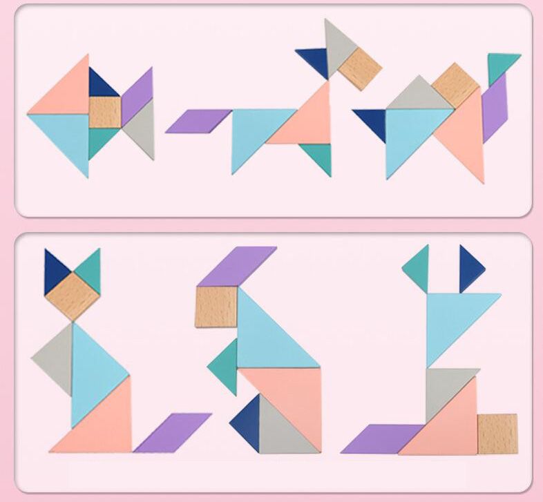 7 Piece Rainbow Color EVA Tangram DIY Foam Brain Puzzle Kids Educational Toys Lh 