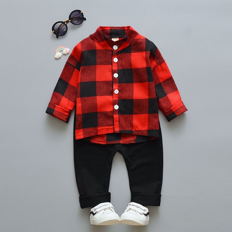 Toddler Boys Girls Plaid Jacket Long Sleeve Button Hoodie Infant Spring Fall Winter Outfits