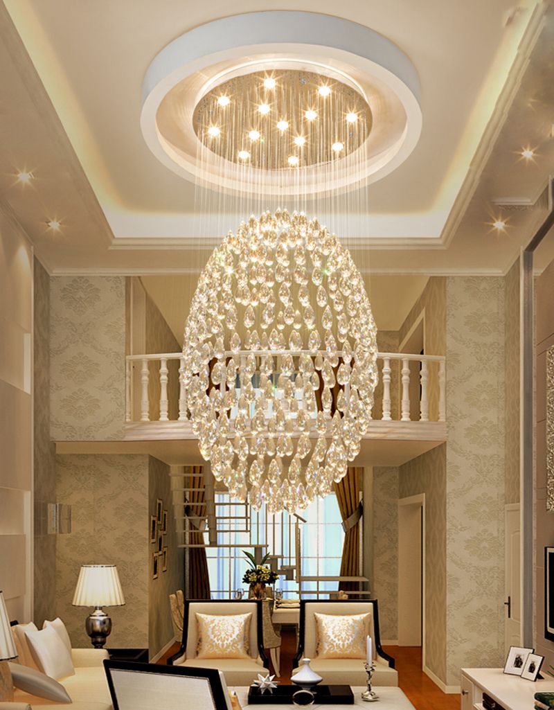 2020 Spiral Staircase Long Chandelier Villa Hall Duplex Building