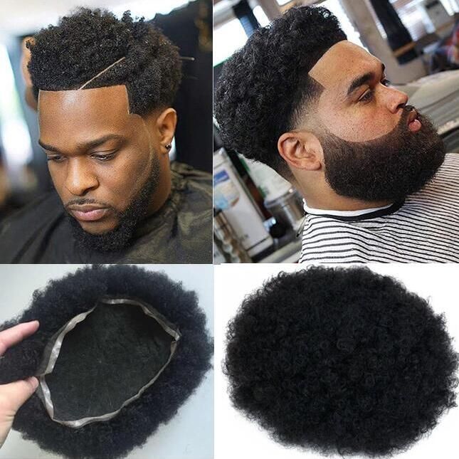 2019 Celebrity Toupee Mens Hairpieces Afro Curl Full Lace Toupee