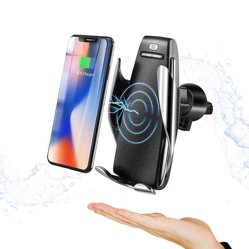 Cargador de coche inalámbrico de sujeción automática de carga rápida de montaje para iPhone Samsung X