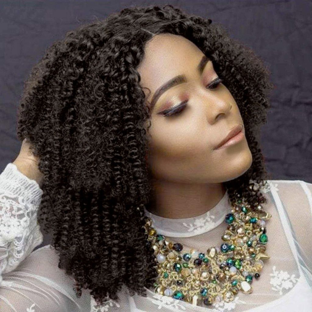 Long Black Curly Human Hair Wigs For Black Women With Baby Hair