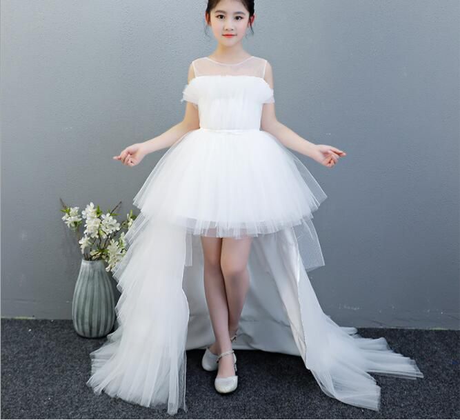 Compra 2020 Niña De Las Flores Final De Alta Banquete De Boda Del Nuevo  Blanco Vestido De Niña Arrastra Largo De Princesa Girl Vestidos De Noche  Floral Del Vestido De Primera Comunión
