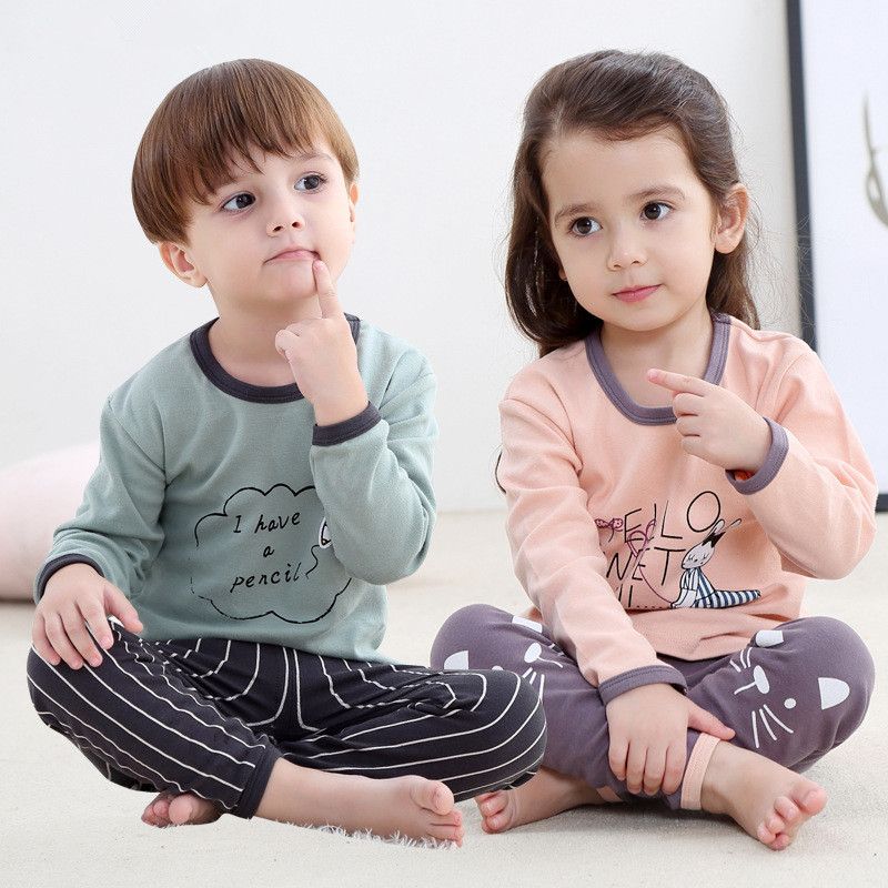 Pants Cotton Baby Pajamas Sleepwear 2 Pcs For Kids //Baby Boys Girls Clothes Top