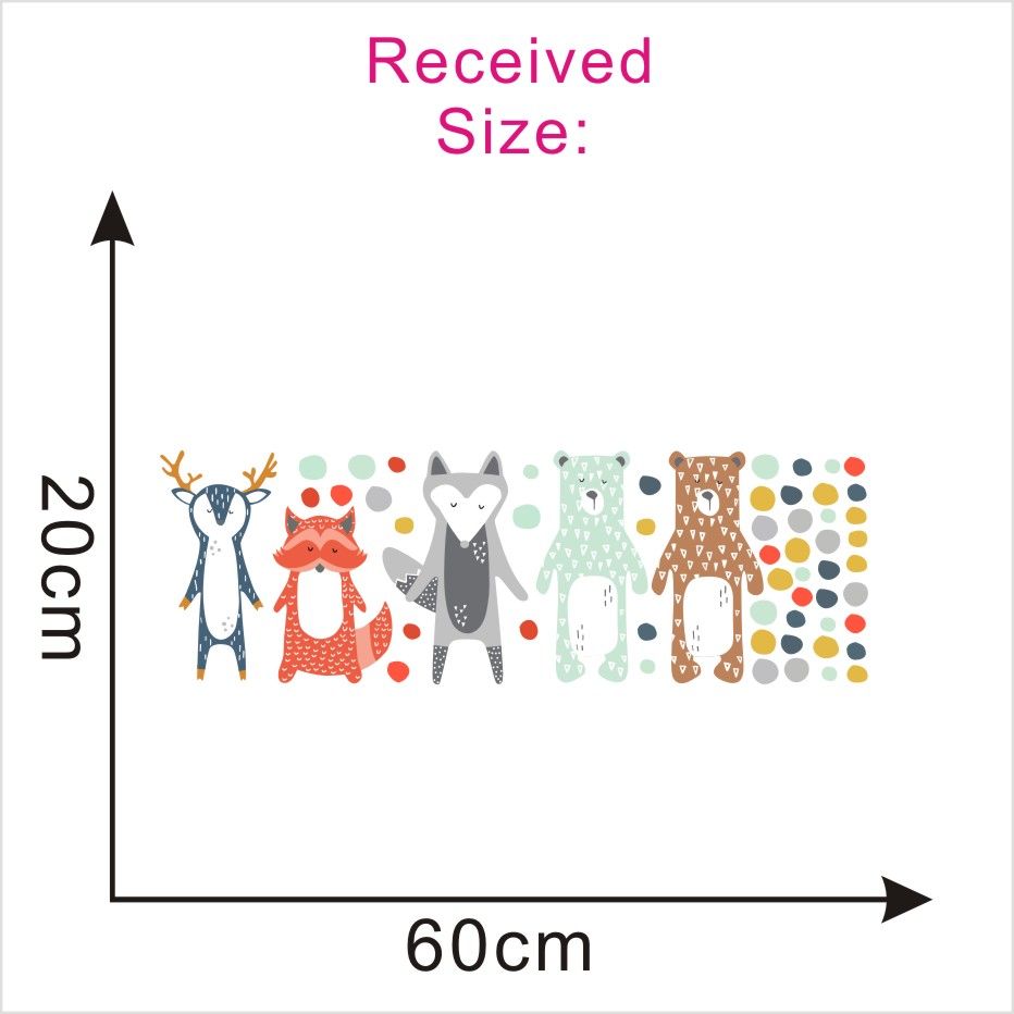 Nordic Style Cartoon Giraffe Bear Fox DIY Wall Sticker for Kids Rooms Decoration Forest Animals Art Decal Kindergarten Wall Decor