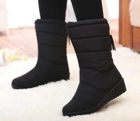 Botas de para mujer Botas de medio calzo hacia abajo Bota alta Impermeable para mujer