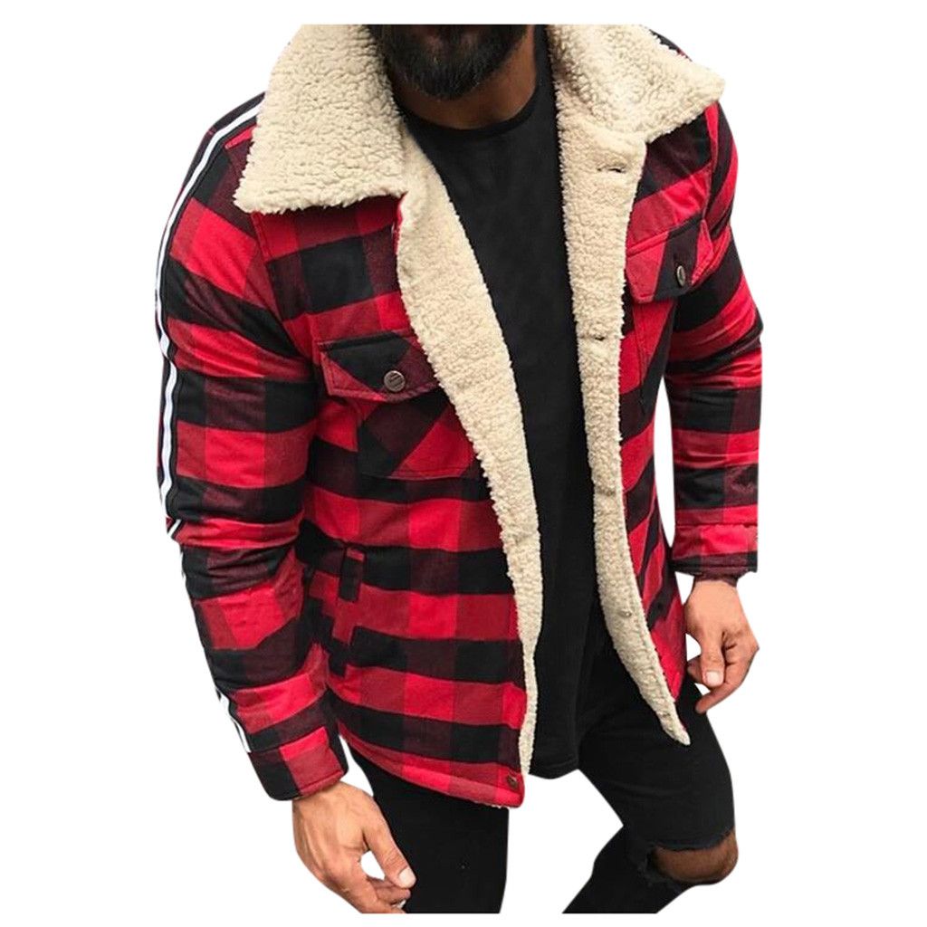 Plus Size Winter Coat Men Fashion Plaid 