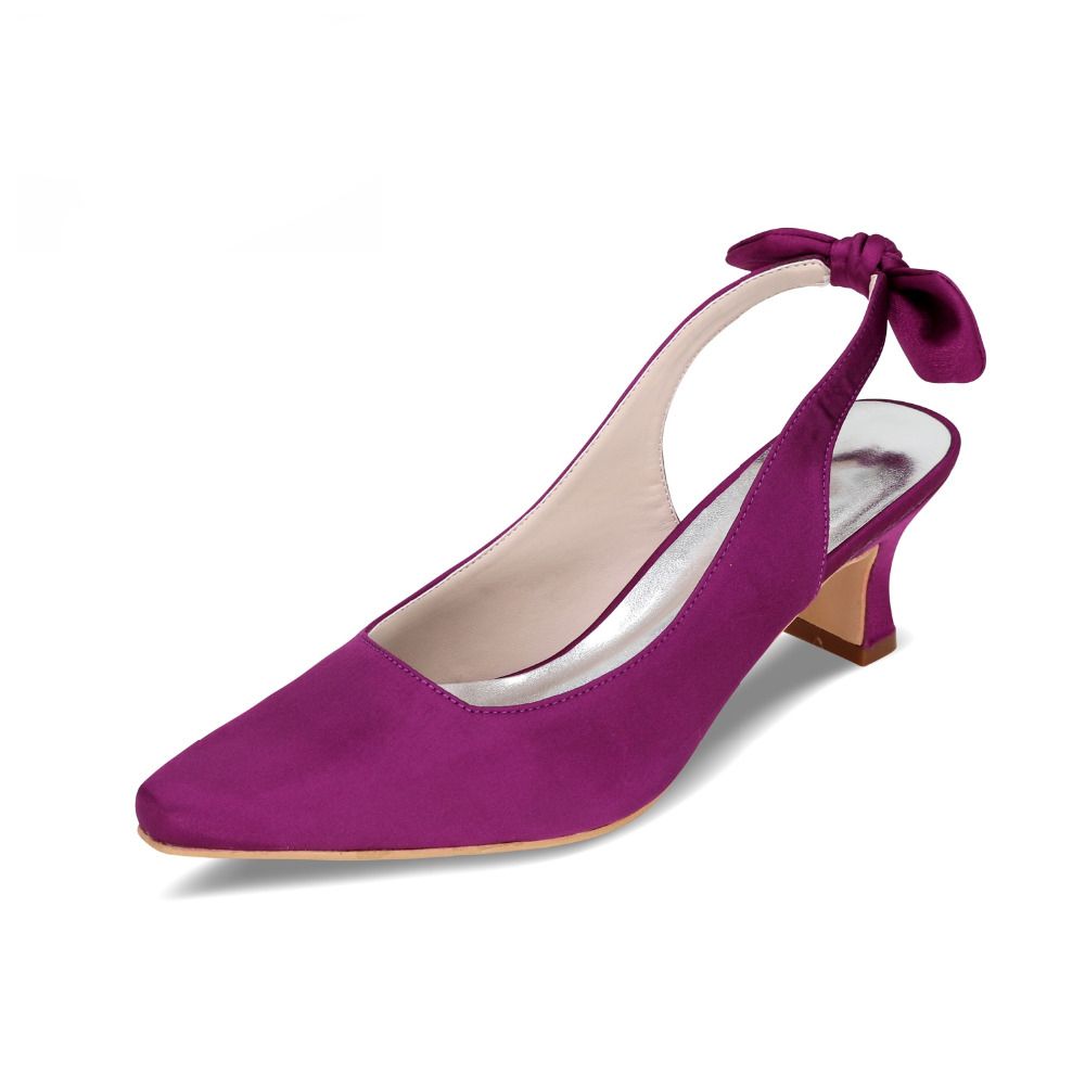 Comfortable Low Heel Satin Evening Dress Shoes Pointed Toe