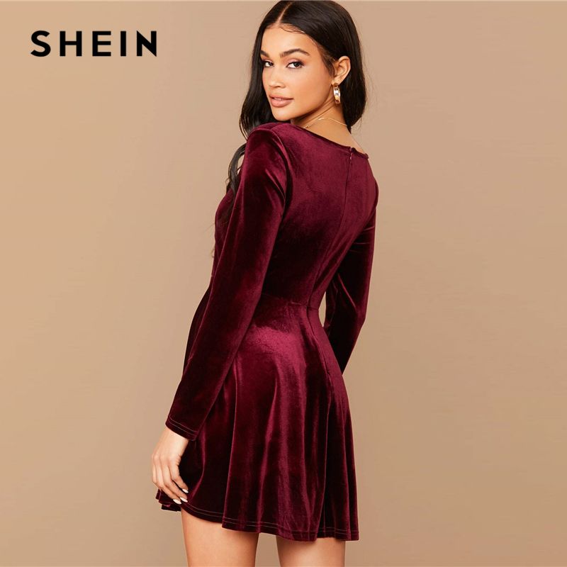 square neck velvet dress