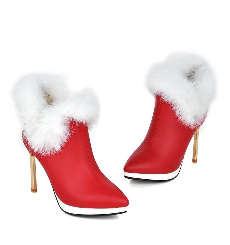 red boots with white fur