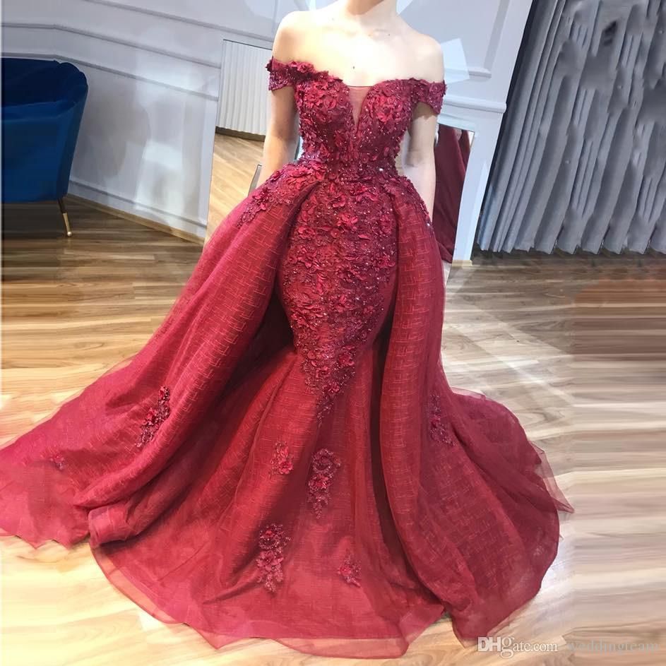 red gown with train