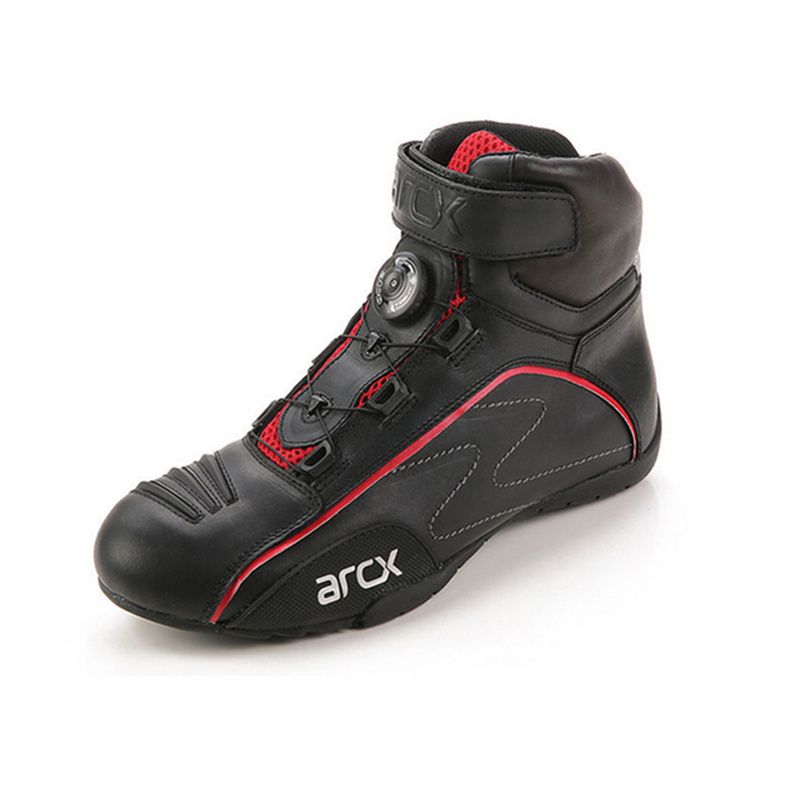 Cuero de vaca Moto Zapatillas de carretera Zapatillas Moto Ocio Crucero en el tobillo Botas de ciclismo ciclismo de paseo con cordones de ajuste
