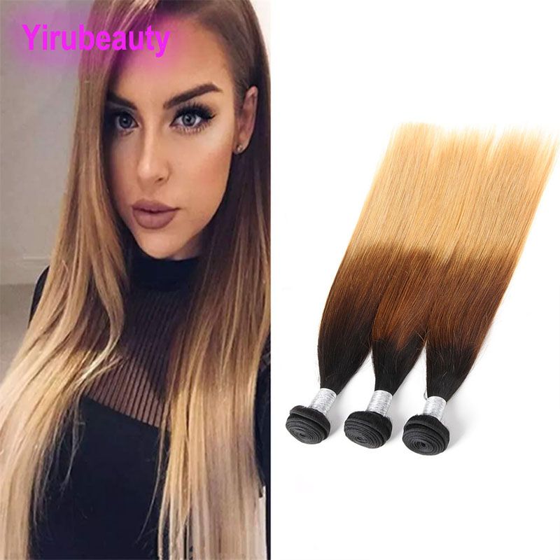 Malaysian Human Hair Extensions 1B 4 27 Sraight Virgin Hair Double